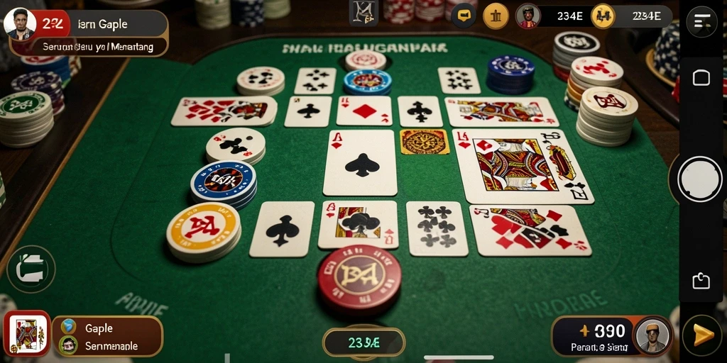 Tampilan gameplay Gaple 234E yang menarik dan interaktif.