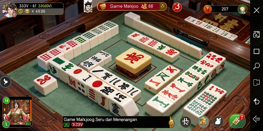 Tampilan gameplay menarik dalam 333V saat bermain Mahjong.