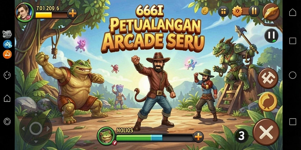 Tangkapan layar dari gameplay seru 666I di arena Arcade.