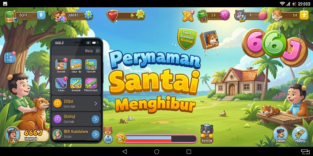 Tampilan gameplay 666J yang ceria dan menghibur.