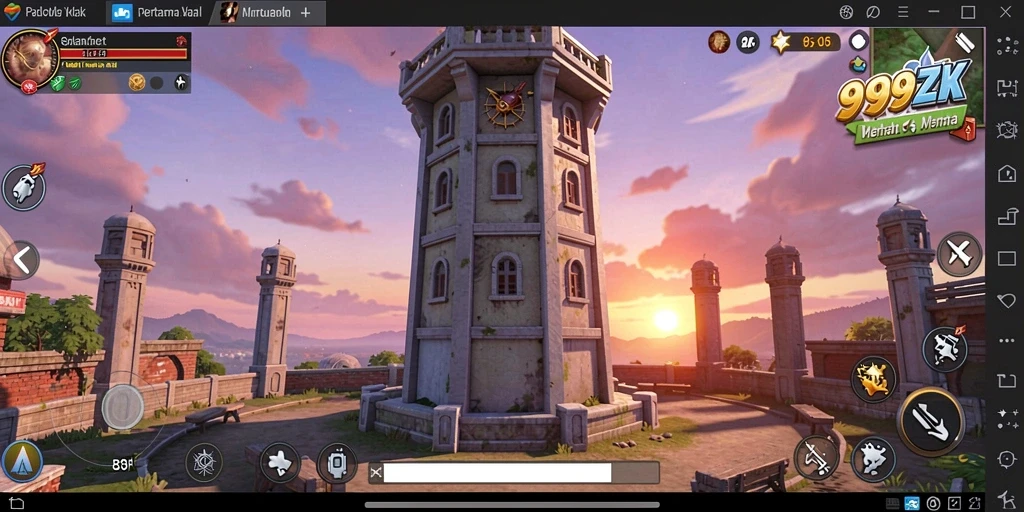 Tampilan gameplay seru di 999ZK, pertahanan menara yang menantang.