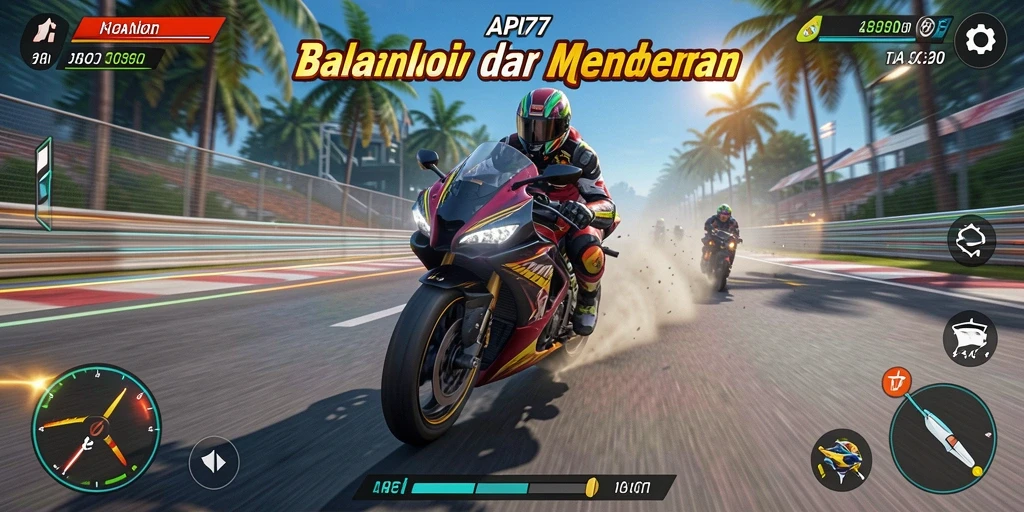 Screenshot gameplay API77 menunjukkan adrenalin balapan motor yang mendebarkan.