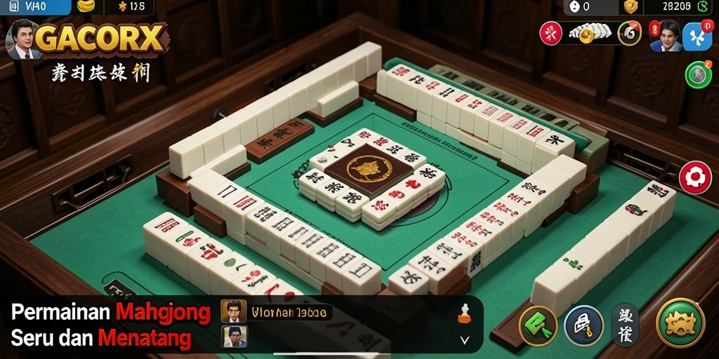 Screenshot dari gameplay GACORX yang menunjukkan keseruan bermain Mahjong.