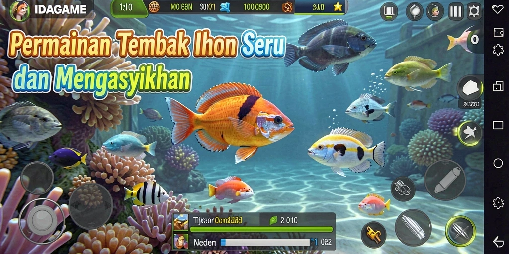 Tampilan gameplay IDAGAME yang penuh aksi Tembak Ikan.