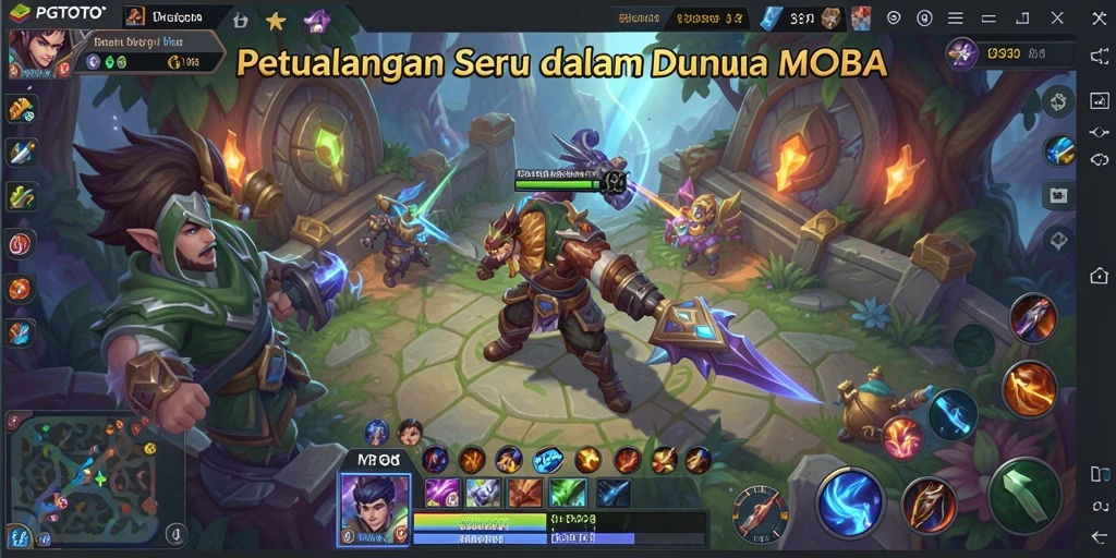 Screenshot PGTOTO menampilkan pertarungan seru dalam permainan MOBA.